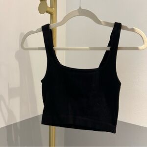 Zara Cropped Black Scoop Neck Tank Top